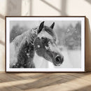 Black Horse Winter Wall Art | Ready to Hang and Framed |