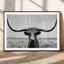Longhorn Bull Canvas Print | Rustic Farmhouse Wall Art |
