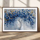 Blue and Gold Abstract Tree Wall Art Canvas Print | Modern