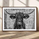Abstract Longhorn Bull Wall Art Canvas Print - Rustic Texas