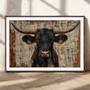 Rustic Texas Artwork Wall Art Canvas Print - Abstract Cow