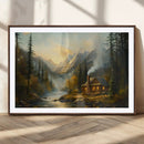 Wood Cabin Retreat Mountain at Sunset Wall Art Print - by MyGreatCanvas | Canvas Wall Art Prints | Photo Prints & Wall Decor