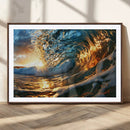Ocean Wave at Sunset Canvas Wall Art – Vibrant Coastal Beach