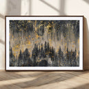 Golden Forest Abstract Wall Art | Dark Forest with Gold