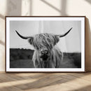Highland Cow Wall Art | Black and White Farmhouse Decor |