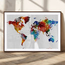 Colorful World Map Canvas Wall Art Print, Contemporary