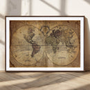Vintage World Map Wall Art Canvas – Antique Style Push Pin