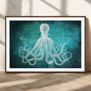 Green Octopus Abstract Wall Art Canvas Print