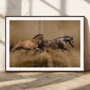 Large Wall Art Canvas Print – Two Running Brown Horses
