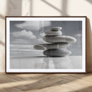Still Life Black and White Zen Stones Wall Art Canvas,