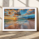 Sunset Beach Canvas Wall Art – Tropical Triptych Seascape