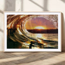Golden Wave Sunset Triptych Canvas Art, Giclee Canvas Print