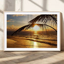Golden Tropical Beach Sunset Canvas Triptych, Coastal Palm by MyGreatCanvas | Canvas Wall Art Prints | Photo Prints & Wall Decor