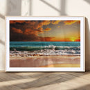Golden Sunset Beach Canvas Wall Art – Triptych Seascape