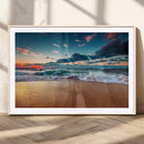 Sunset on Beach Wall Art Ocean Beach Canvas Print