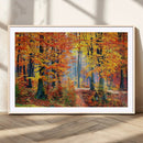 Autumn Red Forest Triptych Canvas Wall Art Print, Forest