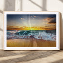 Golden Sunset Ocean Waves Wall Art Canvas Print – Multi