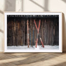 Vintage Ski Gear Canvas Print, Vintage Ski Gear Against
