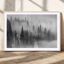 Foggy Misty Forest Canvas Wall Art – Black and White
