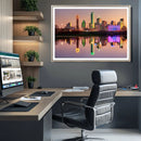 Colorful Dallas City Lights Night Skyline Wall Art Print