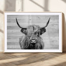 Scottish Highland Cow Cattle Art Print on Wood Background by MyGreatCanvas | Canvas Wall Art Prints | Photo Prints & Wall Decor