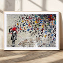 Banksy Art Butterfly Girl Explosion Canvas Art – Vibrant