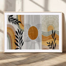 Modern Boho Sun and Leaf Abstract Art – 3-Panel Giclée