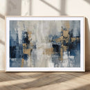 Modern Abstract Canvas Wall Art in Blue and Gold Tones |