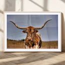 Texas Longhorn Wall Art Print, Framed Longhorn Cow Wall Art