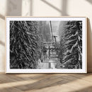 Winter Ski Lift Black and White Canvas Wall Art – Alpine
