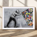 Banksy Art Behind the Curtain Street Wall Art Canvas Print |
