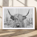 Rustic Charm | Cow Longhorn Black White Bighorn Wall Art