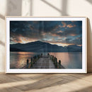 Mountain Lake Wood Pier Canvas Wall Art Nature Lake Print