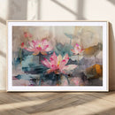 Lotus Flower Wall Art | 3-Panel Giclee Canvas Print of Pink