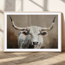 White Longhorn Bull Wall Art Canvas Print – Framed and Ready by MyGreatCanvas | Canvas Wall Art Prints | Photo Prints & Wall Decor