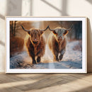 Scottish Highland Cow Horn Farm Wall Art Canvas Print