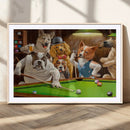 Dogs Playing Pool Canvas Wall Art Funny Gifts Dog Print