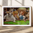 Dogs Playing Pool Canvas Wall Art Funny Gifts Dog Print