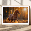 Running Horse Sunset Forest Wall Art Canvas Print