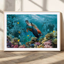 Sea Turtle and Coral Reef Triptych Wall Art – Vibrant
