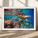 Sea Turtle Wall Art Canvas Print – Vibrant Ocean Coral Reef