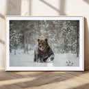 Grizzly Bear Wall Art – Framed Snowy Forest Canvas Artwork, by MyGreatCanvas | Canvas Wall Art Prints | Photo Prints & Wall Decor