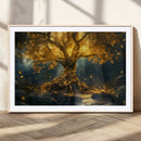 Golden Tree of Life Canvas Wall Art Print - Majestic Glowing