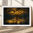 Golden Tree of Life Canvas Wall Art Print - Majestic Glowing