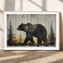 Vintage Bear Wall Art Canvas Print for Farmhouse - Mountain