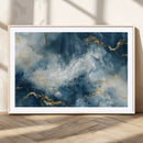 Large Abstract Print - Luxe Blue and Gold Abstract Canvas
