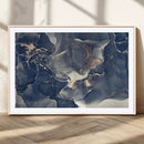 Large Abstract Blue and Gold Canvas Wall Art Fluid Ink