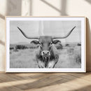 Highland Cow Wall Art Canvas Print – Black and White Western