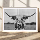 Highland Cow Wall Art Canvas Print – Black and White Western