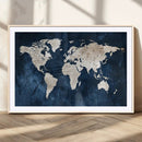 Vintage World Map Canvas Wall Art - Framed Map Print for